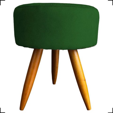 Puff Redondo Decorativo para Sala Quarto Penteadeira Pés Palito Suede Verde
