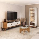 Ver imagem 1 de Conjunto Sala de Estar Mesa de Centro Levitá e Cristaleira Mirage e Rack Vivaldi 2m