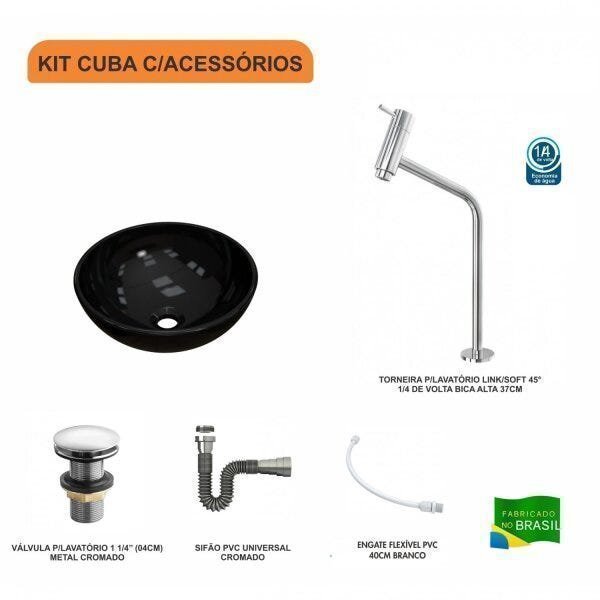 Kit Cuba R35 com Torneira Link 1062 Metal e Válvula Click 1 Polegada e meia e Sifão Cromado e Flexív - 3