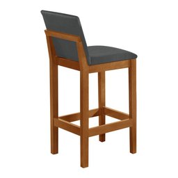 Kit 2 Banquetas Alta Pérola com Encosto Estofada em Veludo Cinza Madeira Maciça Castanho - 4