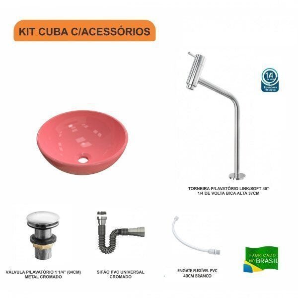 Kit Cuba R35 com Torneira Link 1062 Metal e Válvula Click 1 Polegada e meia e Sifão Cromado e Flexív - 3