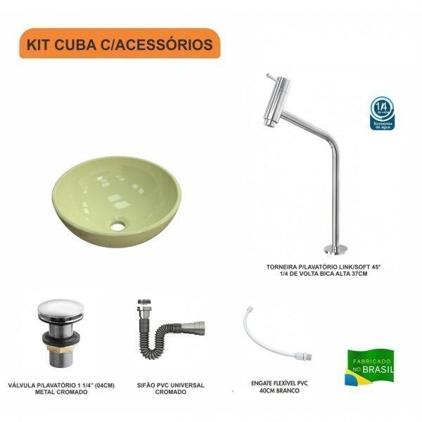 Kit Cuba R35 com Torneira Link 1062 Metal e Válvula Click 1 Polegada e meia e Sifão Cromado e Flexív - 3