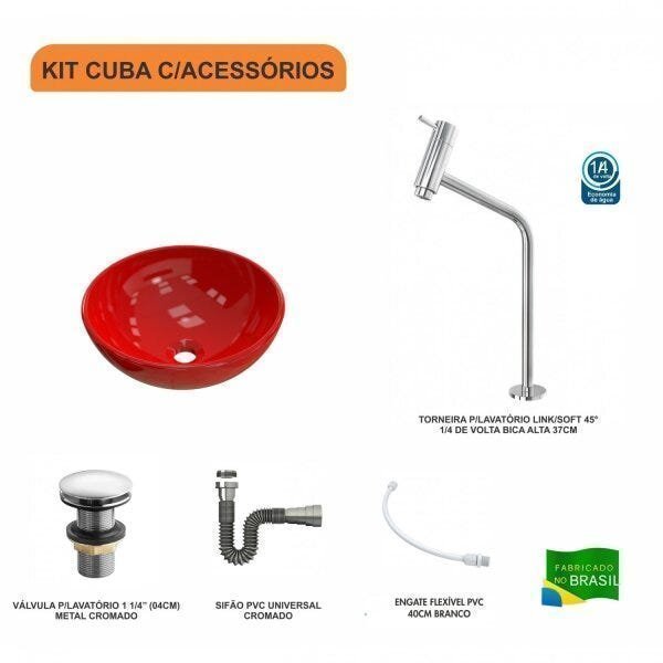 Kit Cuba R35 com Torneira Link 1062 Metal e Válvula Click 1 Polegada e meia e Sifão Cromado e Flexív - 3