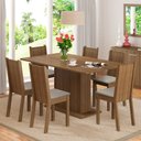 Ver imagem 1 de Conjunto Sala de Jantar Madesa Megan Mesa Tampo de Madeira com 6 Cadeiras Rustic/Pérola Cor:Rustic/P