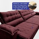 Ver imagem 4 de Sofá Retrátil e Reclinável 3,60m com Molas e Espuma D33 Thunder Velusoft Vinho Cama Inbox