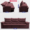 Ver imagem 3 de Sofá Retrátil e Reclinável 3,60m com Molas e Espuma D33 Thunder Velusoft Vinho Cama Inbox