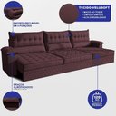 Ver imagem 2 de Sofá Retrátil e Reclinável 3,60m com Molas e Espuma D33 Thunder Velusoft Vinho Cama Inbox