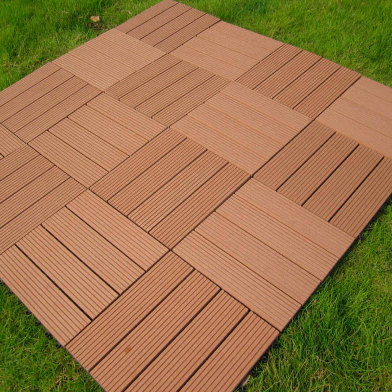 Deck Modular em Wpc 30x30 Cor Teca 1m ² (11 Peças) - 2