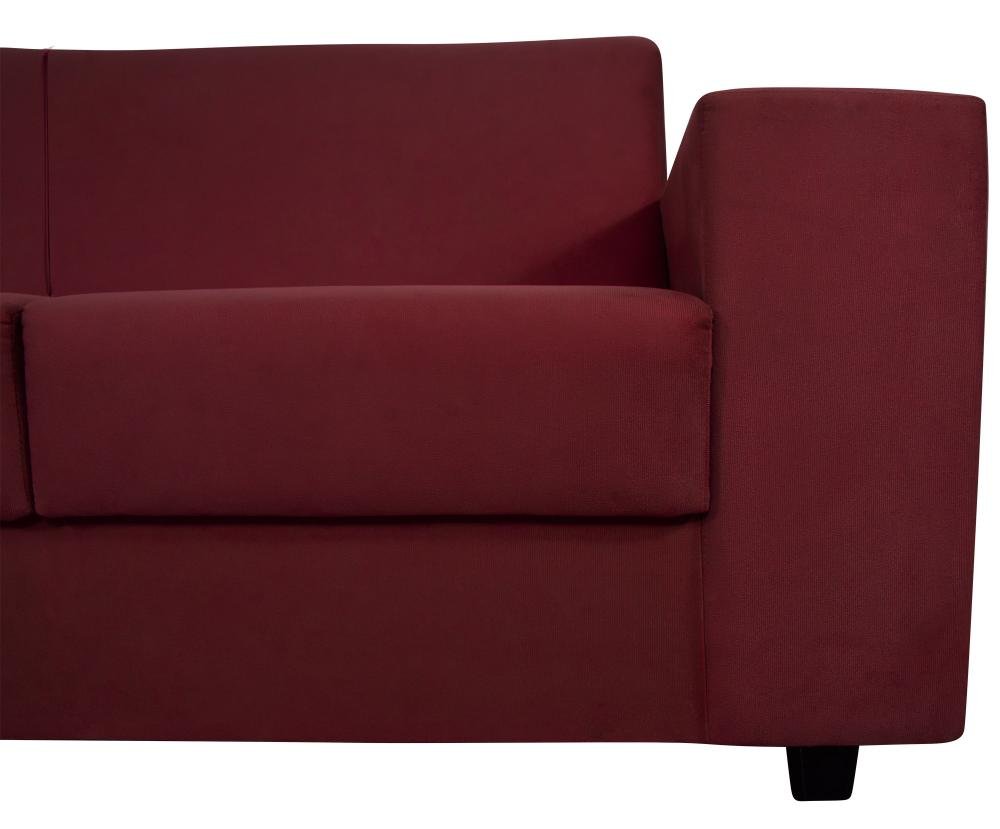 Sofá 3 Lugares Com Chaise 1,88m Orion Veludo Bordô - 4