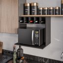 Ver imagem 2 de Suporte Lisa para Micro-ondas com Adega Preto - Vallisa Decor