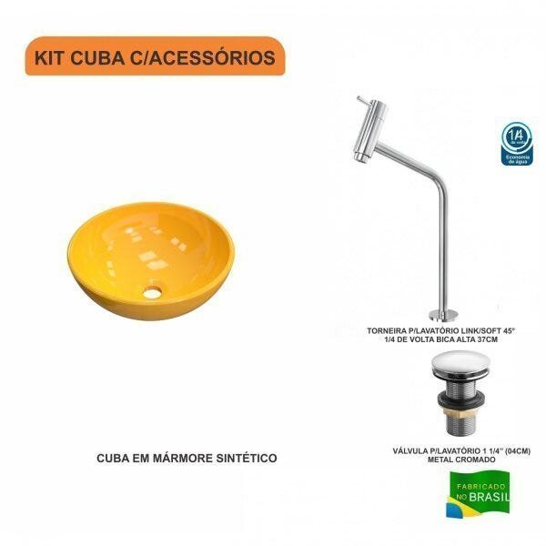 Kit Cuba R35 com Torneira Link 1062 Metal e Válvula Click 1 Polegada e meia Compace - 3