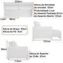 Ver imagem 4 de Sofá Retrátil Bipartido 3 Lugares 220cm Swift Linho Cinza Claro - Sallar Home