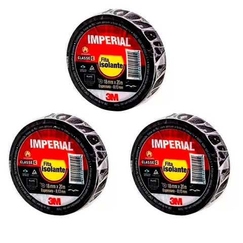 Kit 3 Fitas Isolante 18mm X 20m Imperial
