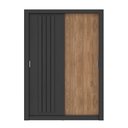 Ver imagem 3 de Guarda Roupa Solteiro 2 Portas Darvi Carraro Ripado Preto Touch com Freijó