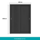 Ver imagem 5 de Guarda Roupa Solteiro 2 Portas Darvi Carraro Ripado Preto Touch com Freijó