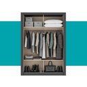 Ver imagem 6 de Guarda Roupa Solteiro 2 Portas Darvi Carraro Ripado Preto Touch com Freijó