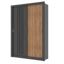 Ver imagem 2 de Guarda Roupa Solteiro 2 Portas Darvi Carraro Ripado Preto Touch com Freijó