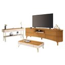 Ver imagem 1 de Rack Bancada Elara Cinamomo com Mesa de Centro Cadenza e Aparador Vivant Off White Cinamomo - Hb Mó