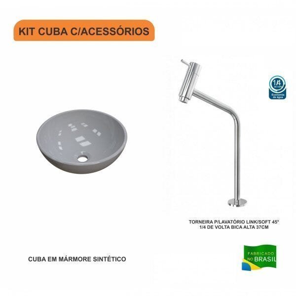 Kit Cuba R35 com Torneira Link 1062 Metal 1/4 Volta Compace - 3