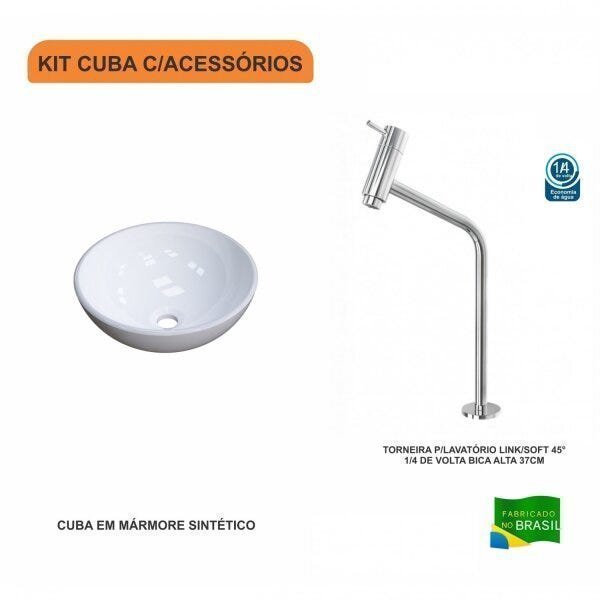 Kit Cuba R35 com Torneira Link 1062 Metal 1/4 Volta Compace - 3