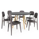 Ver imagem 1 de Conjunto Mesa de Jantar Redonda Eiffel Preta 120cm com 6 Cadeiras Itália - Cinza