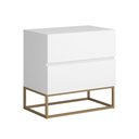 Ver imagem 3 de Kit Mesas de Cabeceira Eros 2 Gavetas MDF 45cm Pés de Ferro Dourado Estilo Industrial