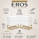 Ver imagem 2 de Kit Mesas de Cabeceira Eros 2 Gavetas MDF 45cm Pés de Ferro Dourado Estilo Industrial