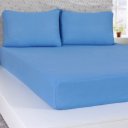 Ver imagem 1 de Jogo de Cama Casal Serena 3 Pçs Malha 100% Algodão 138x188x23cm Azul