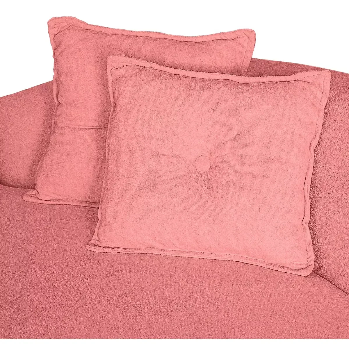 Sofá Feijão Curvo Pequeno 2 Lugares Moderno Forma Orgânica Bouclé Rosa - 4