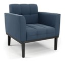 Ver imagem 6 de Conjunto Poltrona e Namoradeira Decorativa Karen Pés Fixo em Madeira Preto Suede Azul Marinho G19 -