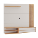 Ver imagem 2 de Painel para Tv até 60 Polegadas 1 Porta Basculante 4 Prateleiras Armani Off White/mel - Casa Giulia