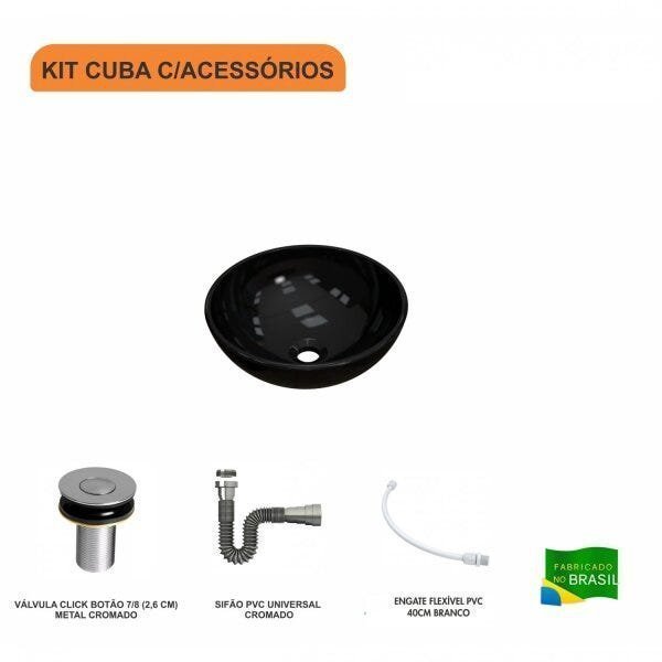Kit Cuba R35 com Válvula Click 1 Polegada B e Sifão Cromado e Flexível Compace - 3