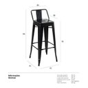 Ver imagem 6 de Banqueta Alta Industrial Preta em Aço 76cm Iron Tolix com Encosto - Decoreshop