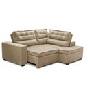 Ver imagem 5 de Sofá de Canto Retrátil e Reclinável com Molas LD 2,50x2,00m Viviane Suede Bege Madelina Decor