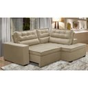 Ver imagem 1 de Sofá de Canto Retrátil e Reclinável com Molas LD 2,50x2,00m Viviane Suede Bege Madelina Decor