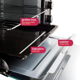 Forno Eletrico Moob 60L 1800W Preto Espeto Giratorio 110V - 6