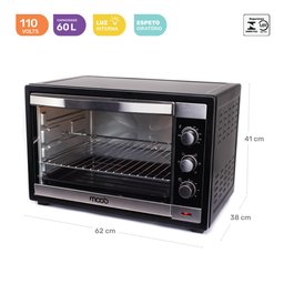 Forno Eletrico Moob 60L 1800W Preto Espeto Giratorio 110V - 2