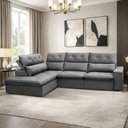 Ver imagem 3 de Sofá 3 Lugares Retrátil Reclinável Chaise Esquerdo 258cm Bergen F04 Veludo Grafite - Lyam Decor