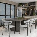 Ver imagem 2 de Cadeiras Sala Jantar Estofadas Courino ou Linho Pés Aço 2un Cor:cinza com Preto
