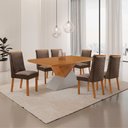 Ver imagem 2 de Mesa de Jantar Aster Yasmin 180 cm Tampo MDF Canto Copo Laminado com 6 Cadeiras Moderna Mobília