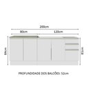 Ver imagem 4 de Kit com 2 Balcões de Cozinha Madesa Glamy 4 Portas 3 Gavetas (Sem Tampo e Pia) Branco Branco