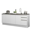 Ver imagem 3 de Kit com 2 Balcões de Cozinha Madesa Glamy 4 Portas 3 Gavetas (Sem Tampo e Pia) Branco Branco