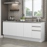 Kit com 2 Balcões de Cozinha Madesa Glamy 4 Portas 3 Gavetas (Sem Tampo e Pia) Branco Branco - 2