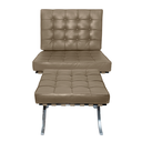 Ver imagem 2 de Poltrona com Banqueta Barcelona Base Inox Couro Natural Legitimo:marfim