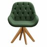 Poltrona Lua Cadeira Pé Giratória de Madeira Decoração Escritório - Veludo Verde - 2