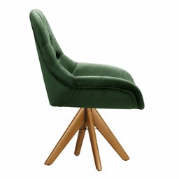 Poltrona Lua Cadeira Pé Giratória de Madeira Decoração Escritório - Veludo Verde - 3