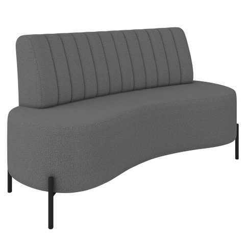 Sofá 2 Lugares 160cm Pés Aço Preto Tamar K04 Bouclê Grafite - Mpozenato