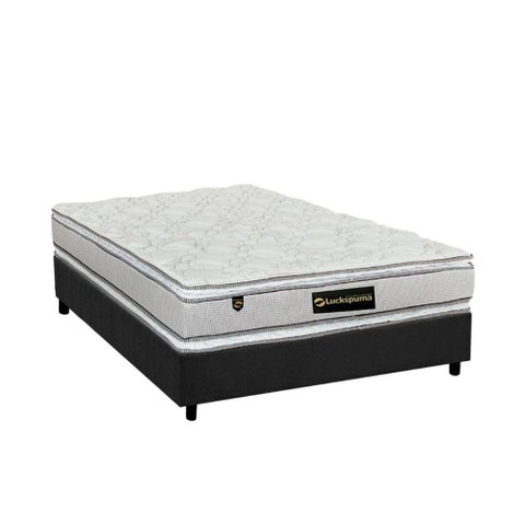 Cama Box Casal: Colchão Molas Ensacadas Luckspuma MasterPocket Lucksfaction Plus + Base CRC Suede