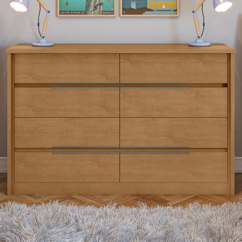 Cômoda Urban 8 Gavetas Amêndoa Clean - Móveis Lopas