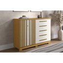 Ver imagem 1 de Cômoda de Quarto Bella C/ 2 Portas e 5 Gavetas Cinamomo/off White - Acp